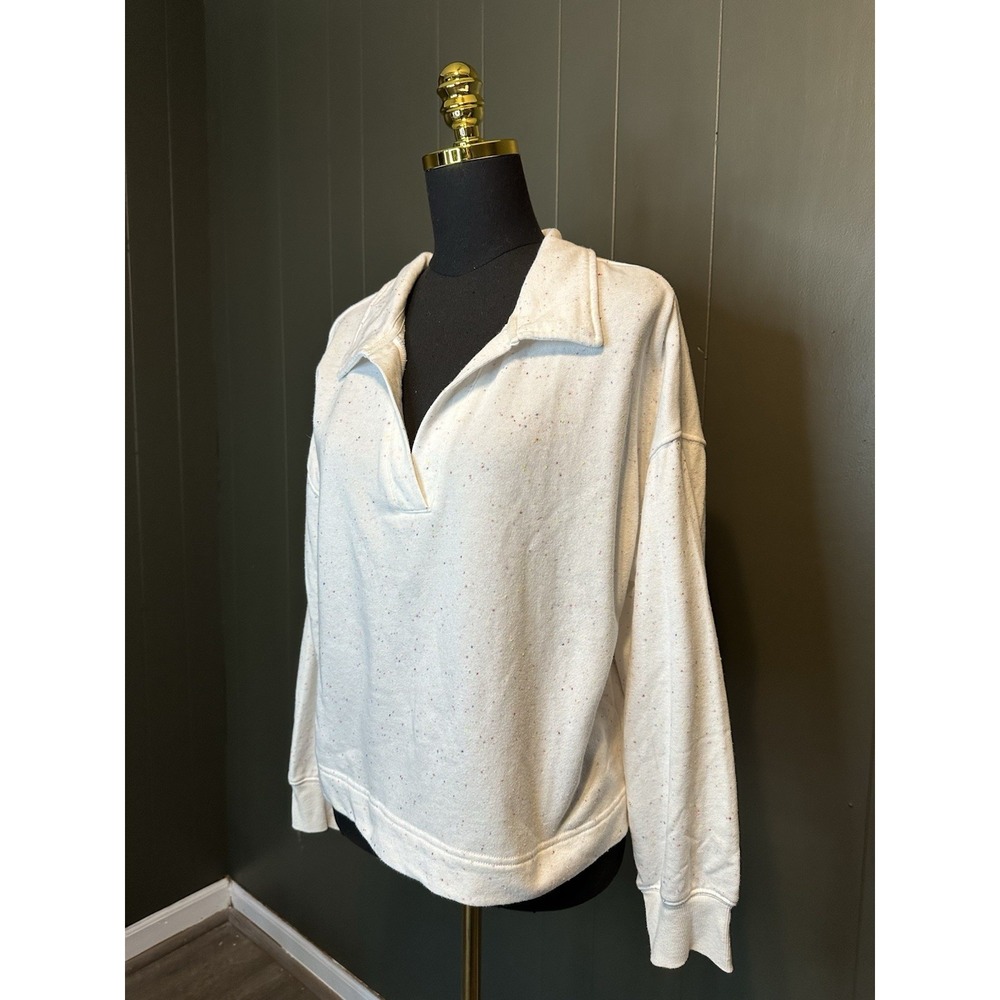 Colsie Cozy Colorful Speckled Lightweight Cropped Pullover Sweater White L Large - Picture 4 of 9